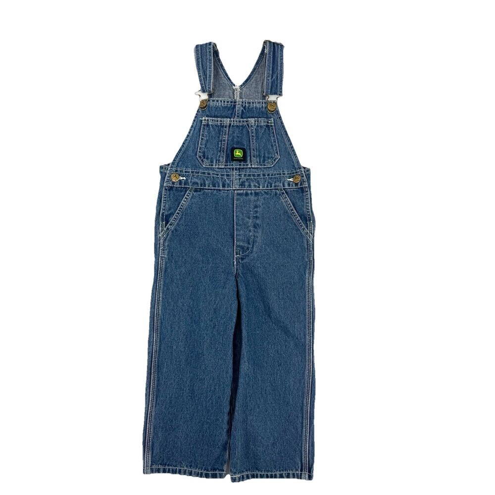 John Deere Toddler Boys Denim Overalls Blue Wash Cotton Buckle - Size 4T Country